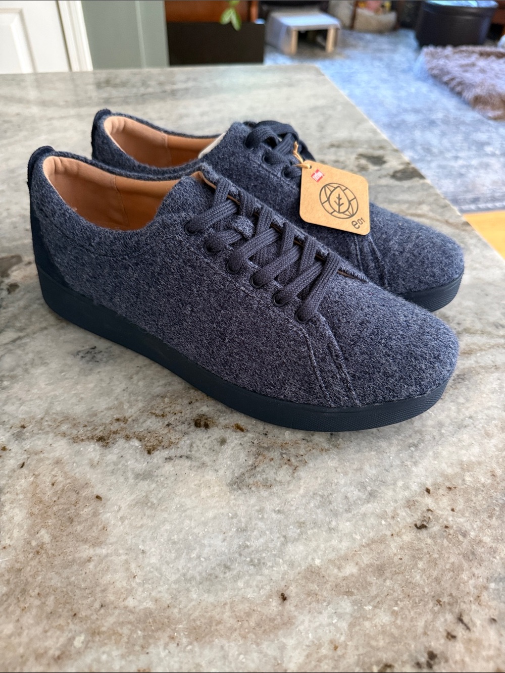 FitFlop Women's Rally E01 Merino Wool-Mix Sneaker Size 11 New With Tags Navy Blu